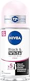 NIVEA Black & White Invisible Clear Deo Roll-On (50 ml), Antitranspirant mit Anti-Flecken-Formel und...