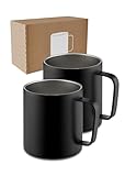 Lambda Coffee® Edelstahl Tasse 2x360ml Thermobecher mit Henkel | Kaffeetasse doppelwandig isoliert...