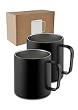 Lambda Coffee® Edelstahl Tasse 2x360ml Thermobecher mit Henkel | Kaffeetasse doppelwandig isoliert...