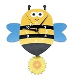 UKCOCO Bienenförmige Kinderzimmer Wanduhr Batteriebetrieben Leichte Cartoon Dekoration aus...