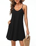 Tanmolo Damen Sommer Kleid Rmellos Kurz Strandkleid Spaghettitrger Knielangen Freizeitkleid XL...