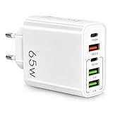 AXFEE 65W Multi AXFEE USB C Ladegerät, 5 Ports Mehrfach Ladegerät mit USB-C und USB-A, 65W...