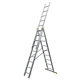 Bayersystem BS-DW 3x9 Mehrzweckleiter, 3x9 Sprossen, 3-teilige Alu-Kombileiter, bis 150 kg...