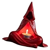 MZRAN Mystical Wizard Skulptur Teelichthalter aus Harz, mit Kapuze, Umhang, Statue,...