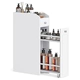 VASAGLE Badezimmerschrank klein, Badschrank schmal, Kleiner Schrank für Toilettenpapier,...