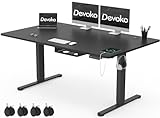 Devoko Höhenverstellbar Schreibtisch 140x80cm mit USB-A&C Ladeanschluss, Mobiler Elektrisch...