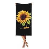 AMREWQYL Strandtuch, Motiv: Blessed to Be Called Sonnenblume bedruckt Pfirsichhaut Samt Strandtuch...