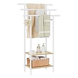 EUGAD Handtuchständer, Handtuchhalter weiß stehend, mit 3 Handtuchstangen, Badetuchhalter mit 2...