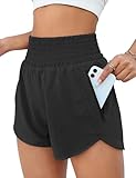 EUHOM Shorts Damen Sommer Sport Shorts 2 in 1 Laufshorts High Waist Kurze Hosen Schnelltrocknende...