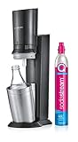 SodaStream Wassersprudler Crystal 3.0 Quick-Connect CO2-Zylinder und 1x Glaskaraffen, Silber,...