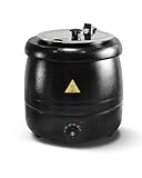 Suppenkessel Elektrisch 10L, Suppentopf mit Klappdeckel und und Deckel bis 80°C herausnehmbarem...