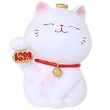 Lucky Cat Piggy Bank Bells Cartoon Geldsparkasten Fortune Cat Figur Geldkiste Weiße Katze Coin Bank