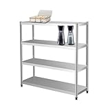 pujindu Edelstahl-Regale, Garagenregal, 4 Etagen, robustes Standregal, Metallregal, robuster...