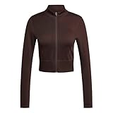 adidas Women's Workout Essentials Knit Zip Through Jacket, Aurora Coffee, L