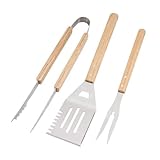 BBQ Grillwerkzeuge Set Edelstahl, BBQ Grillzubehör mit Holzgriffen, Barbecue Grill Utensilien für...