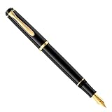 Pelikan Füllhalter Classic 200, Schwarz, Feder B (breit), hochwertiger Kolbenfüller im...