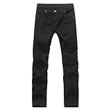 Herren Breaking Hole Motorrad Jeans Breaking Hole Slim Bike Jeans Breaking Hole Skinny Motorrad...