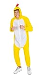Rubies Hühner-Kostüm für Erwachsene, Jumpsuit mit Kapuze und Schwanz, offizielle Lizenz für...