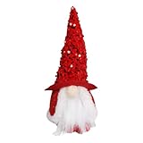 Leuchtende Figur mit Glitzer und gesichtsloser Puppendekoration für Weihnachten PxN261 (Red, One...