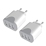 USB Ladegerät 2Pack, 3-Port Stecker 15W USBA Adapter 5V3A Mehrfach USB-Plug Steckdose,Netzstecker...