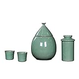 HEIMP 4-teiliges Japanisches Sake-Topf-Set, traditioneller Sake-Becher aus Porzellan, Keramik,...