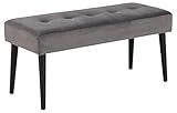 AC Design Furniture Gloria Bank, Sitzbank mit Grauer Samtbezug und Schwarzen Metallbeine,...