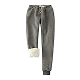 Generisch Jogginghose Damen Winter Weich Thermohose Gefütterte Wollhose Einfarbig Kuschelhose...