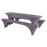 GEBIN Elastisch Biertischhussen Bierbank-Auflage & Tischdecke für 50/70cm 3 TLG-Set Breite...
