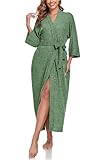 VOGMATE Morgenmantel Damen Leicht Dünner Stricken Lang Sauna Bademantel Kimono Kuscheliger...