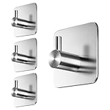 Menz Haken selbstklebend, 4er Set, Edelstahl Klebehaken, Wandhaken selbstklebend mit wasserfesten...