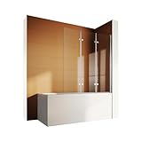 SONNI 130x130cm Duschabtrennung für Badewanne 3-teiliges faltbares Design 6mm Nano-Glas Faltbar...