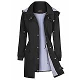 Generisch Regenmantel Damen Wasserdicht Gefütterte Regenparka Regenjacke Lang Übergangsjacke...