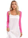 Riismen Damen Glossy Stretchy Open Front Crop Top Long Sleeve Arm Sleeves Yoga Shrug Cardigan...
