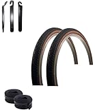 2 x Roverstone 26' Fahrradreifen Fahrradmantel Schwarz Braun 47-559 (26 x 1,75) + 2 Schläuche DV...