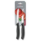 Victorinox Swiss Classic 2er Set Gemüsemesser mit Wellenschliff, 11 cm Klinge, Rostfrei, Swiss...