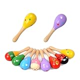 Eabdice 10 Stück Mini Hölzerne Maracas, Holz Maracas Rassel, Rasseln aus Holz, Rassel Holz...