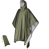 AMSNINK 3-In-1-Multifunktional Regenmantel Regenschutz Regen Poncho Für Wandern, Unterschlupf Plane...
