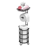 TreeLen Toilettenpapierhalter freistehend mit Ablage, Toilettenpapierständer mit Aufbewahrung für...