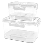 Deuson 2 Stück Brotkasten,Große,Versiegelte Brotbox,Transparente,Tragbare Obst Lunchbox,Deckel mit...