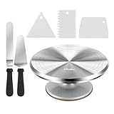 Ohuhu Tortenplatte Drehbar, Aluminiumlegierung Drehteller Torte 30 cm mit 2 Streichpaletten und 3...