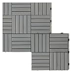 iWerk® – Holzfliesen Akazie 30 x 30 cm | 10er Set Balkonfliesen wetterfest mit EASY KLICKSYSTEM |...