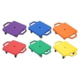 HUSPOO 6er Rollbretter für Kinder | Scooter Board aus Kunststoff mit Sicherheitsgriffen | 35x35x7...