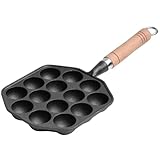 14 Löcher Takoyaki-Grillpfanne aus Gusseisen, antihaftbeschichtet, für Zuhause, Kochen und Backen