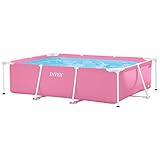 Intex 28266NP - Aufstellpool Rectangular Frame Rechteckig, 1662 L, Stahl und PVC, Rosa, 220x150x60...
