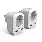 TESSAN 2 Pack Reiseadapter USA Adapter Amerika Deutschland Stecker mit 2 USB 2.4A, Steckdosenadapter...