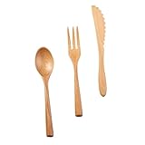 TOYANDONA 3 Stück Japanisches Holzbesteckset aus Buchenholz Leichtes Tragbares Holzgeschirr...