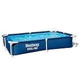 Bestway Steel Pro Frame Pool ohne Pumpe 221 x 150 x 43 cm, dunkelblau, eckig