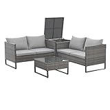 SVITA Kansas Rattanlounge Gartenmöbel Set Sitzgarnitur Outdoor Sitzlounge Terrasse Gartensofa...