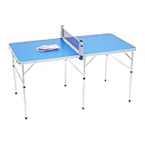 HarBin-Star - Tischtennisplatte Klappbar Indoor, Mini Tischtennisplatte mit 2 Schläger, 3 Bälle &...