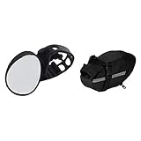1 x schwarze Fahrradtasche für den Rücksitz und 1 x Fahrradspiegel, Fahrrad-Rückspiegel